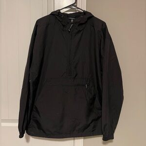 Charles River Black Half Zip Wind Breaker with Front Zip Up Pocket and Hood